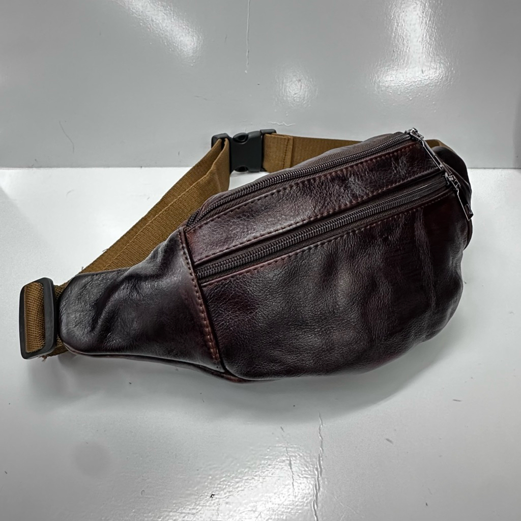 TAS PINGGANG KULIT ASLI TAS PRIA PINGGANG ASLI KULIT TAHAN LAMA TAS WAISTBAG KULIT COWOK REMAJA GAUL