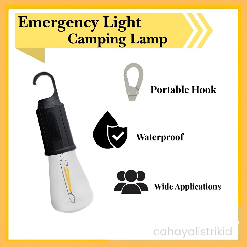 LAMPU CAMPING EMERGENCY BATERAI LITHIUM / LAMPU LED GANTUNGAN CHARGER / LAMPU CAS