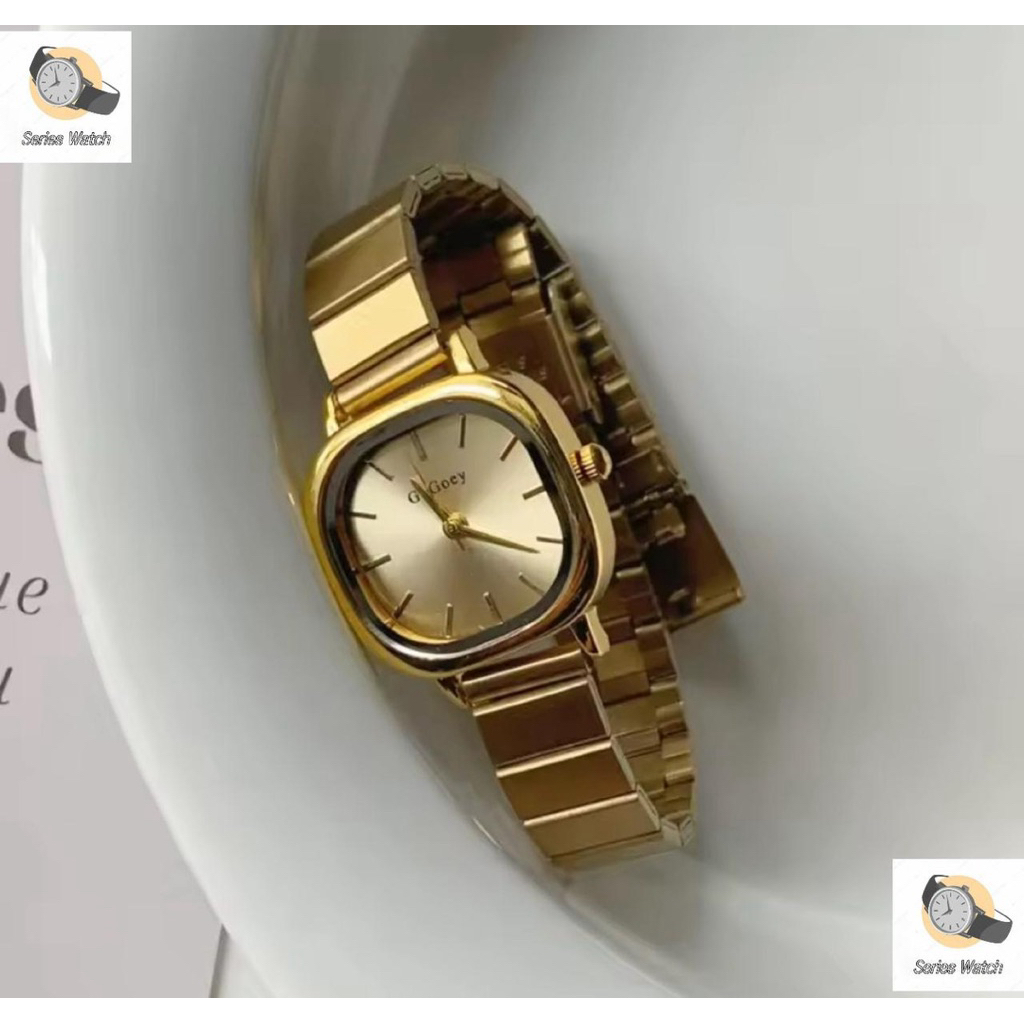 Series Jam Tangan Wanita Gogoey Analog Stainless Korean Fashion SW399 Jam Anti Air Jam Kotak Jam Ana