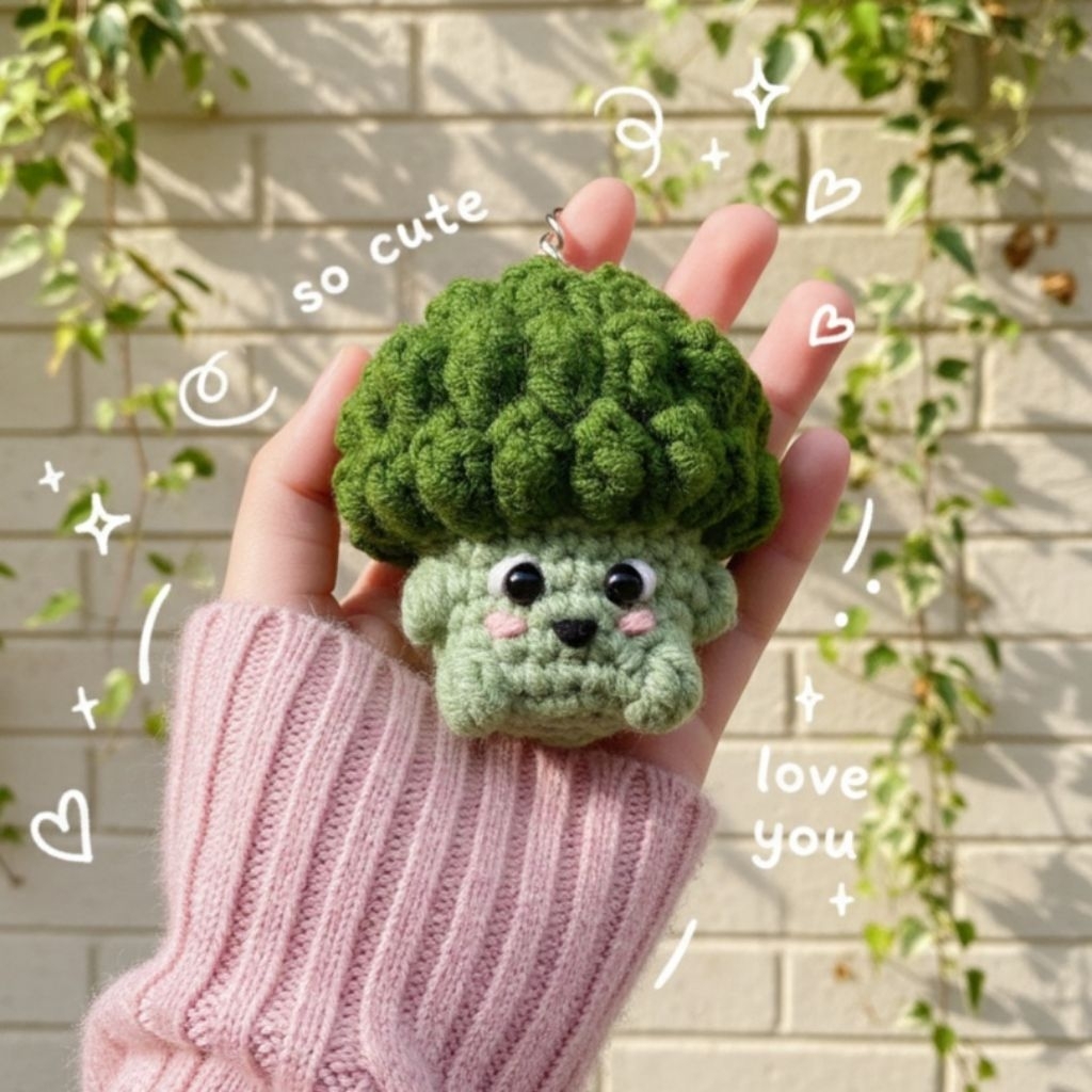 Gantungan Kunci Rajut Brokoli