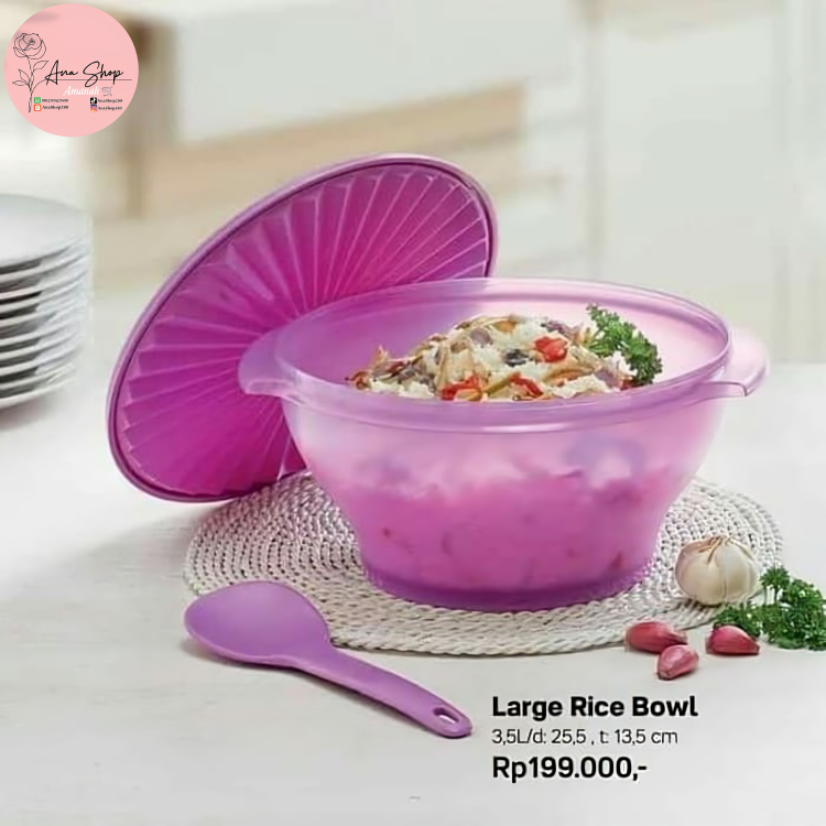 Tupperware Large Rice Bowl Rhubarb 3,5 L - Wadah Nasi
