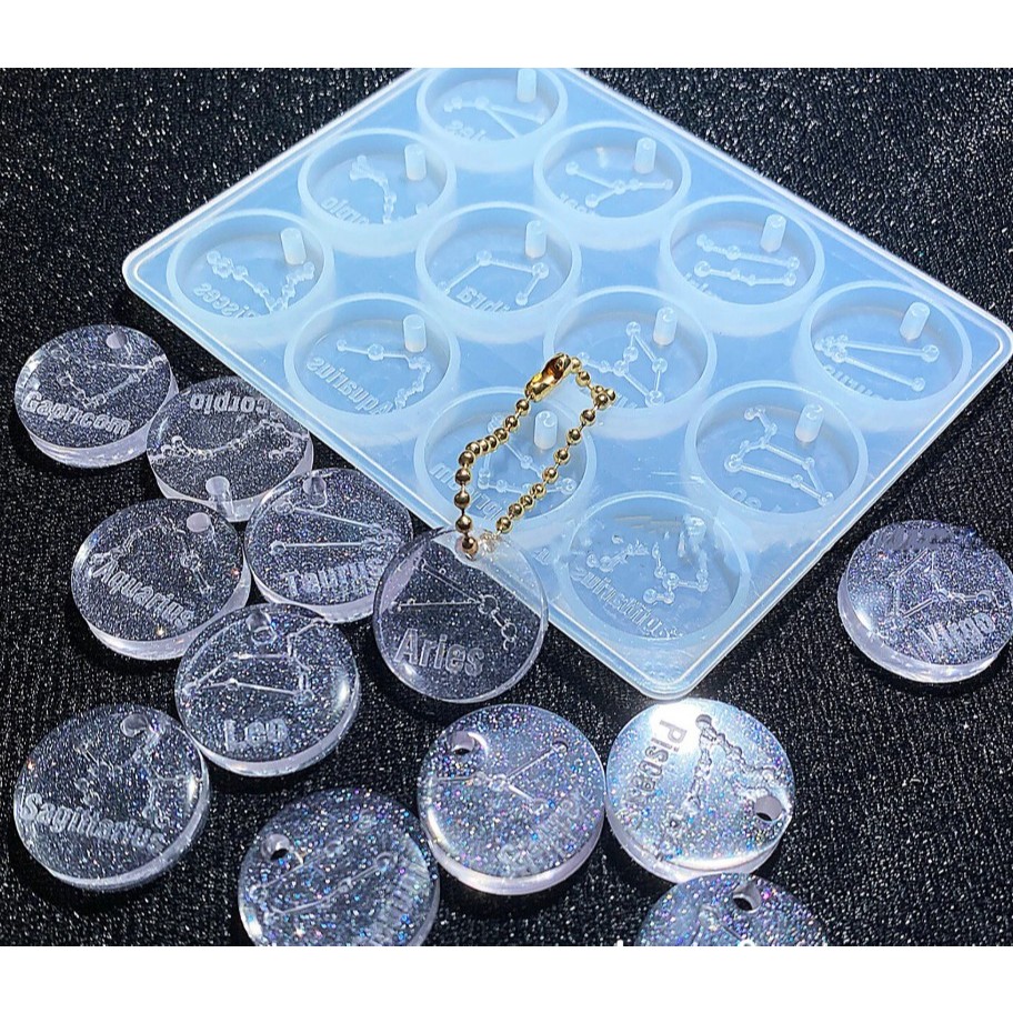 Cetakan Resin Epoxy 12 Rasi Bintang Constellation Zodiac Sign Silicone Resin Mold Pendant
