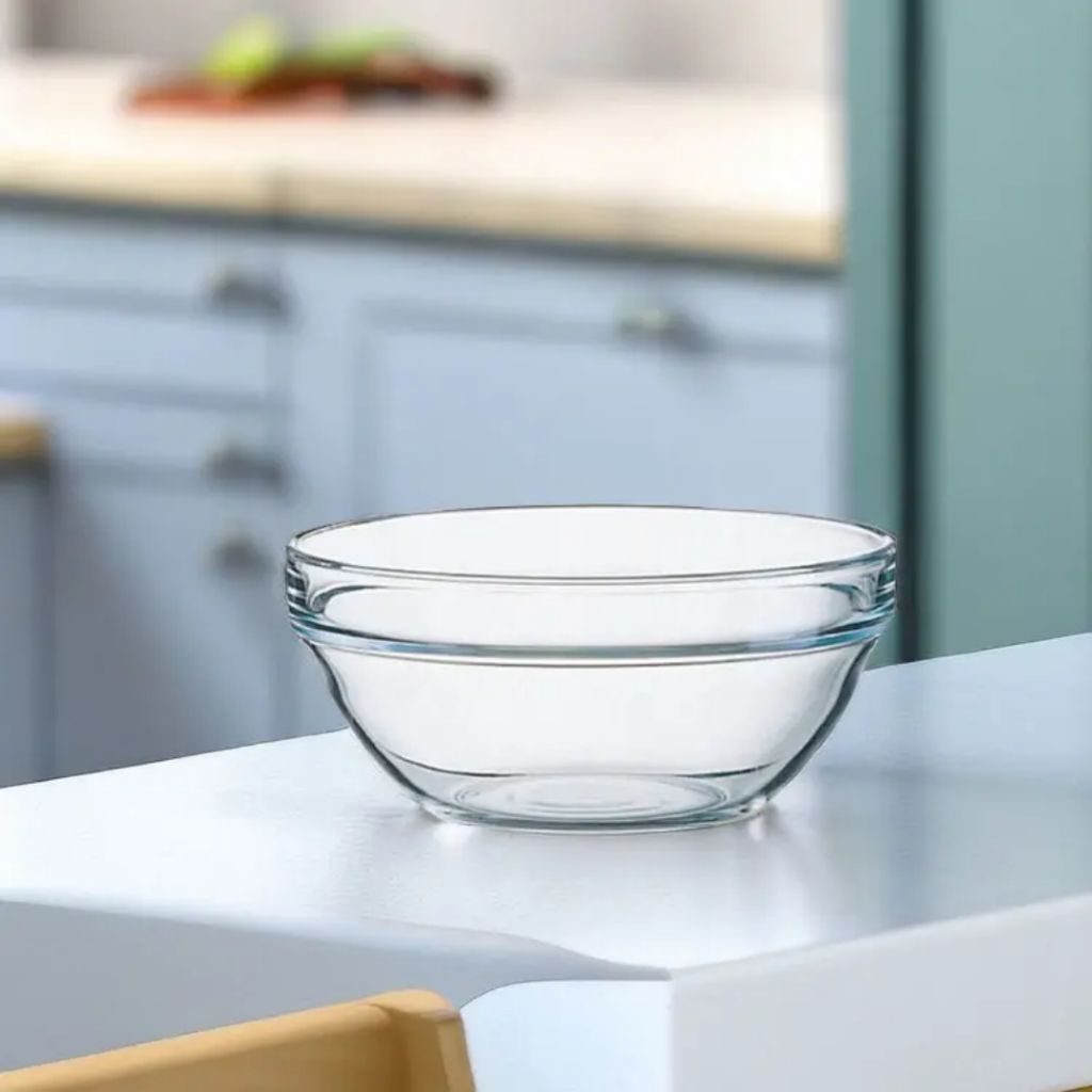 Mangkok Beling Kaca Bening 17CM Jumbo Besar Lebar Makan Nasi Bakmi Sayur 8"