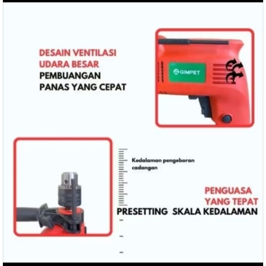drill Bor GIMPET 13mm 480watt
