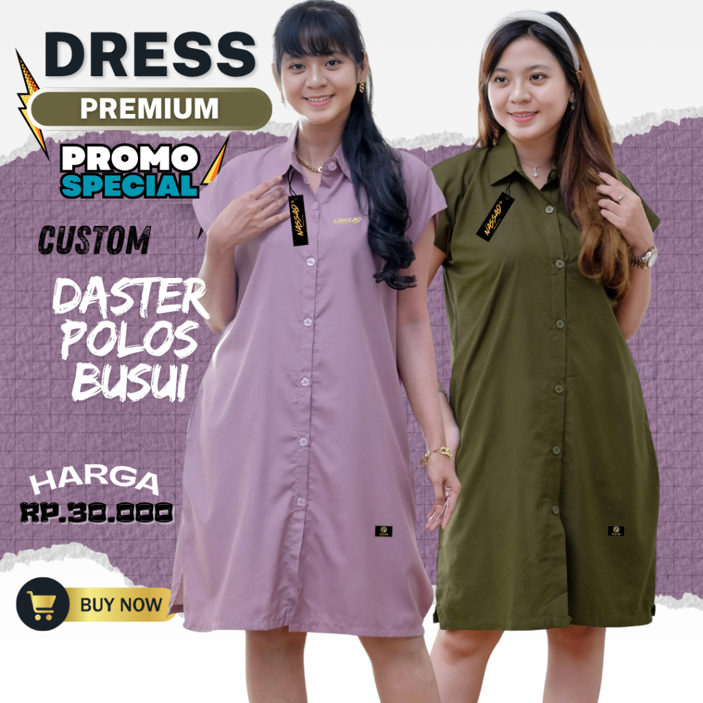 Dress Wanita Basic Polos Lengan Pendek Bahan Katun Rayon Oversize