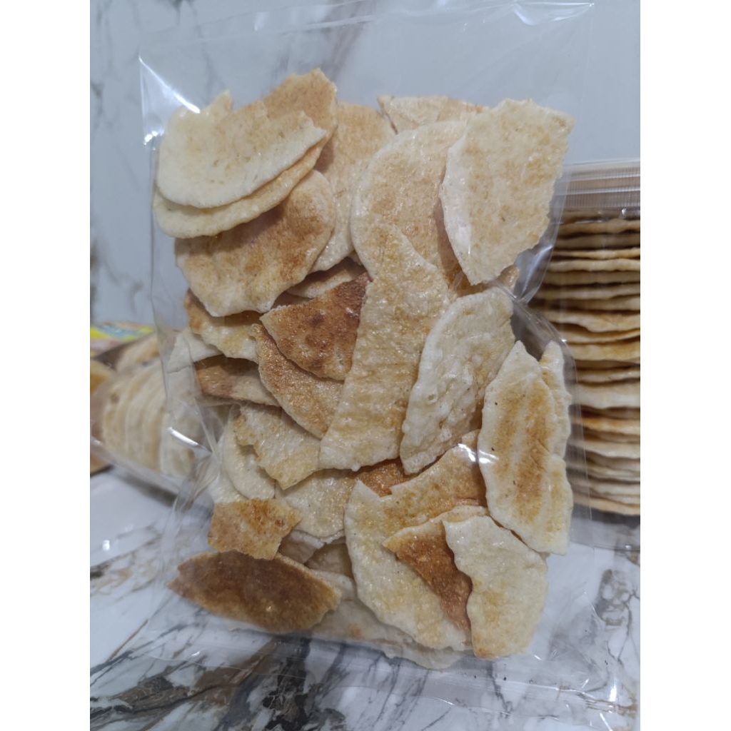 Snack Remukan Opak Ketan Panggang ll Patahan Opak Ketan Cemilan 175 Gram