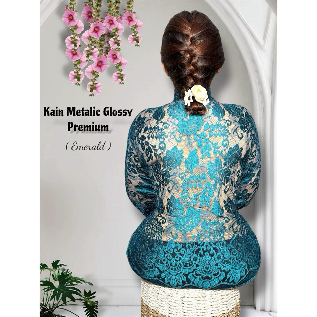 kain brokat metalik glossy premium ukuran 1,3 (1 kebaya) &  2,6 (2 kebaya)
