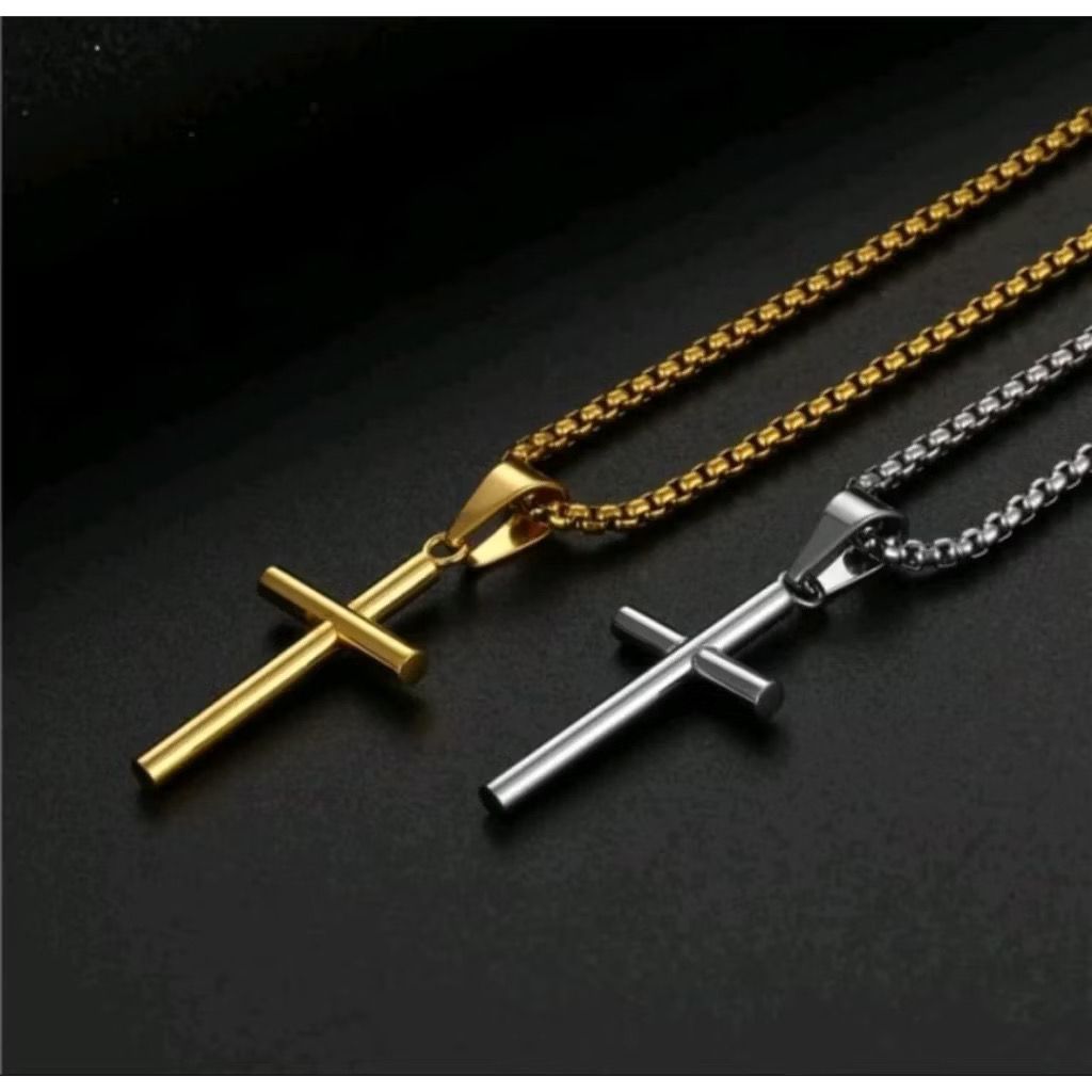 KALUNG TITANIUM LIONTIN SALIB PRIA WANITA ANTI KARAT COD / Kalung Salib Titanium Anti Karat