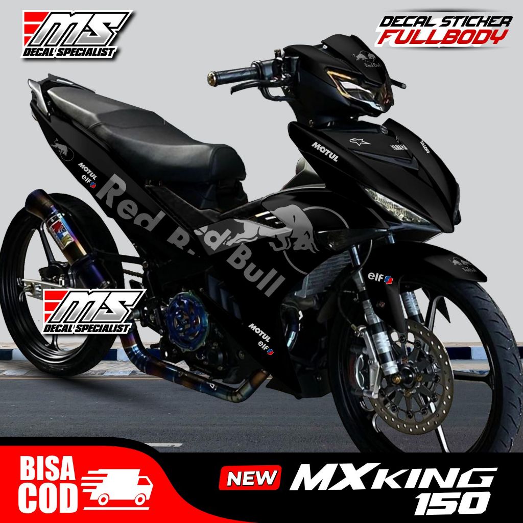 Decal stiker  Yamaha MX king new 150 full body motif Redbull hitam simple