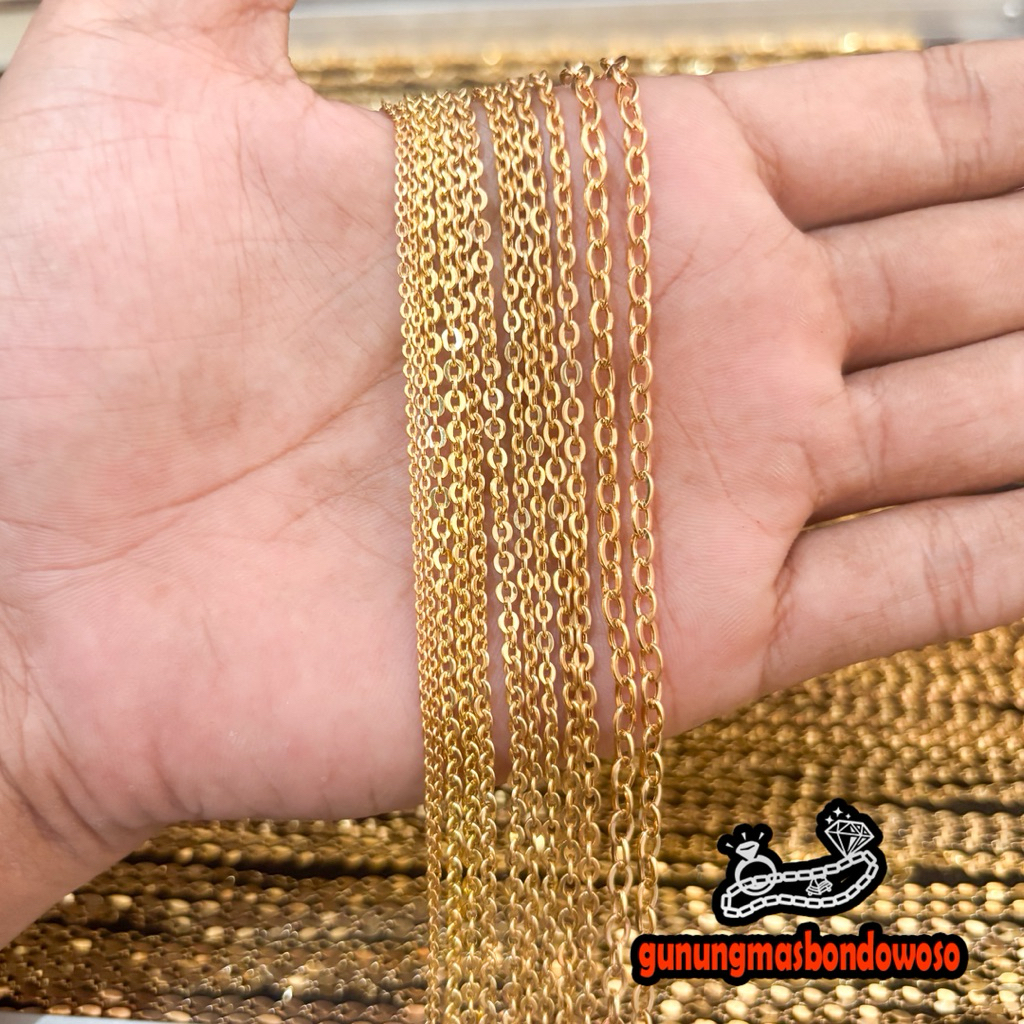 Kalung holo fancy dewasa emas asli kadar 375 8k