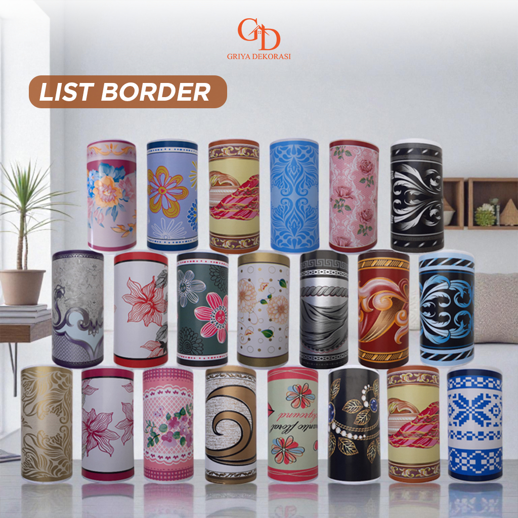 Wallpaper Stiker List Border Premium Tekstur Timbul 10 cm X 10m Stiker HY List Border Dinding Batik