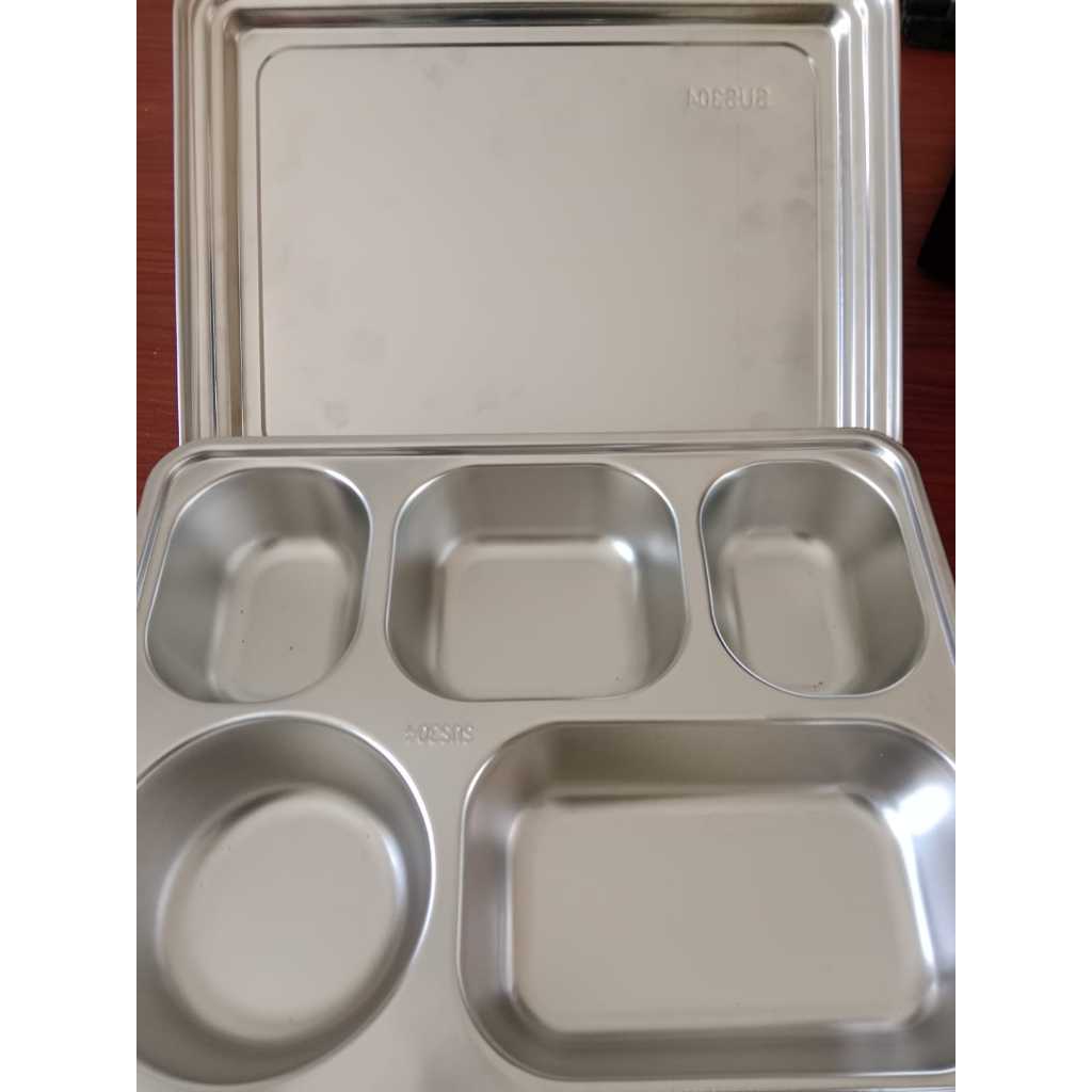 Piring Makanan 5 Sekat Stainless Steel SS304