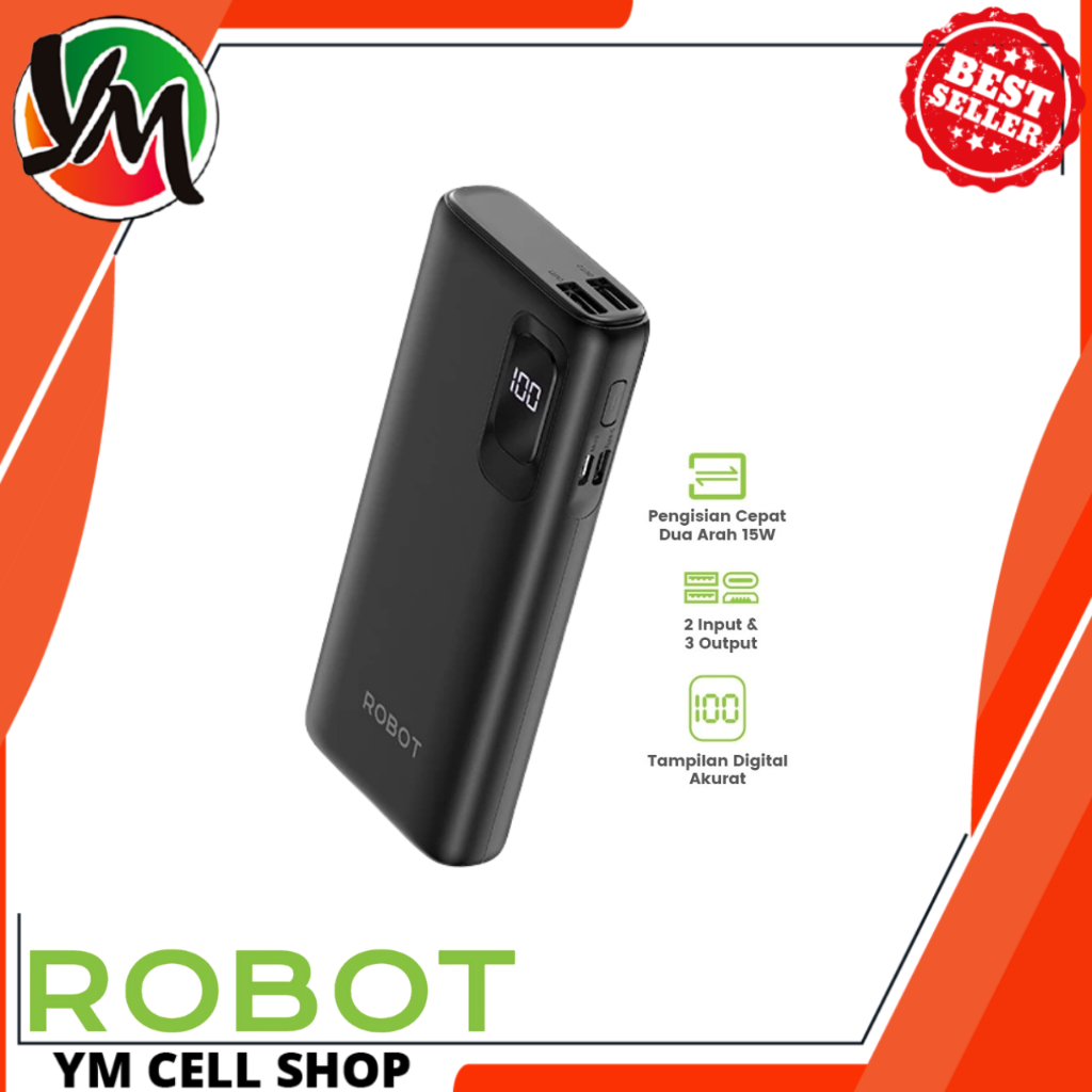 POWERBANK ROBOT RT102 10000MAH ROBOT Powerbank Fast Charging 10000mAh 15W with LED Display Type Inpu