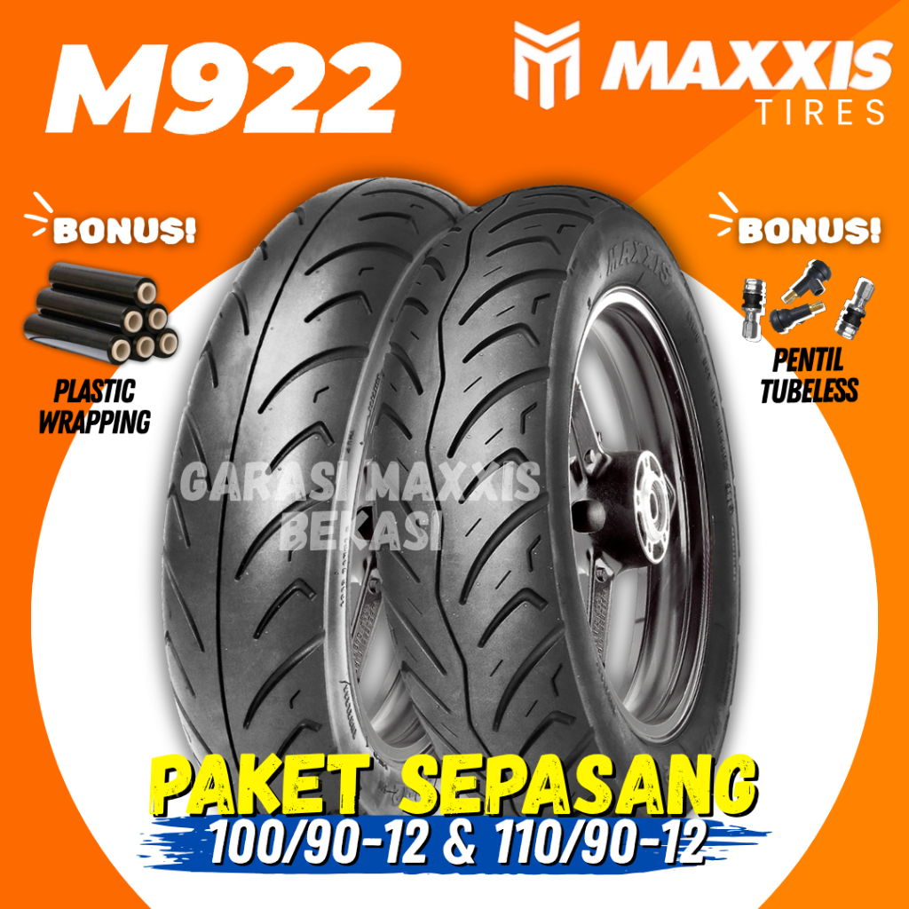 [PAKET SEPASANG] BAN MAXXIS M922 TUBELESS ( 100/90-12 & 110/90-12 ) M922F / M922R / BAN DEPAN BELAKA