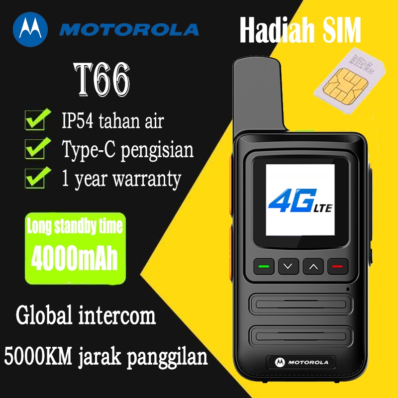 HT MOTOROLA T66 Walkie Talkie  4G/WiFi Jarak tak terbatas Android version Type C Headset Global inte