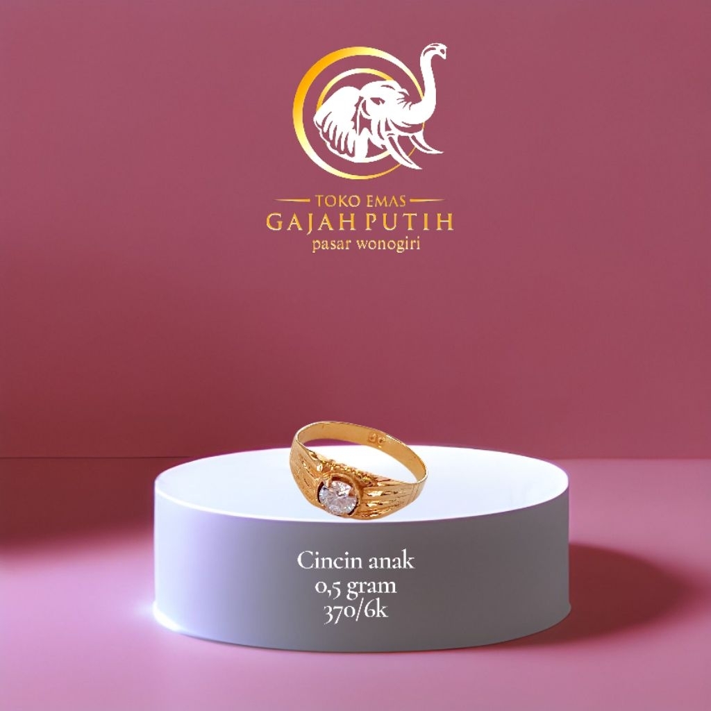 Cincin emas anak permata 0,5 gram