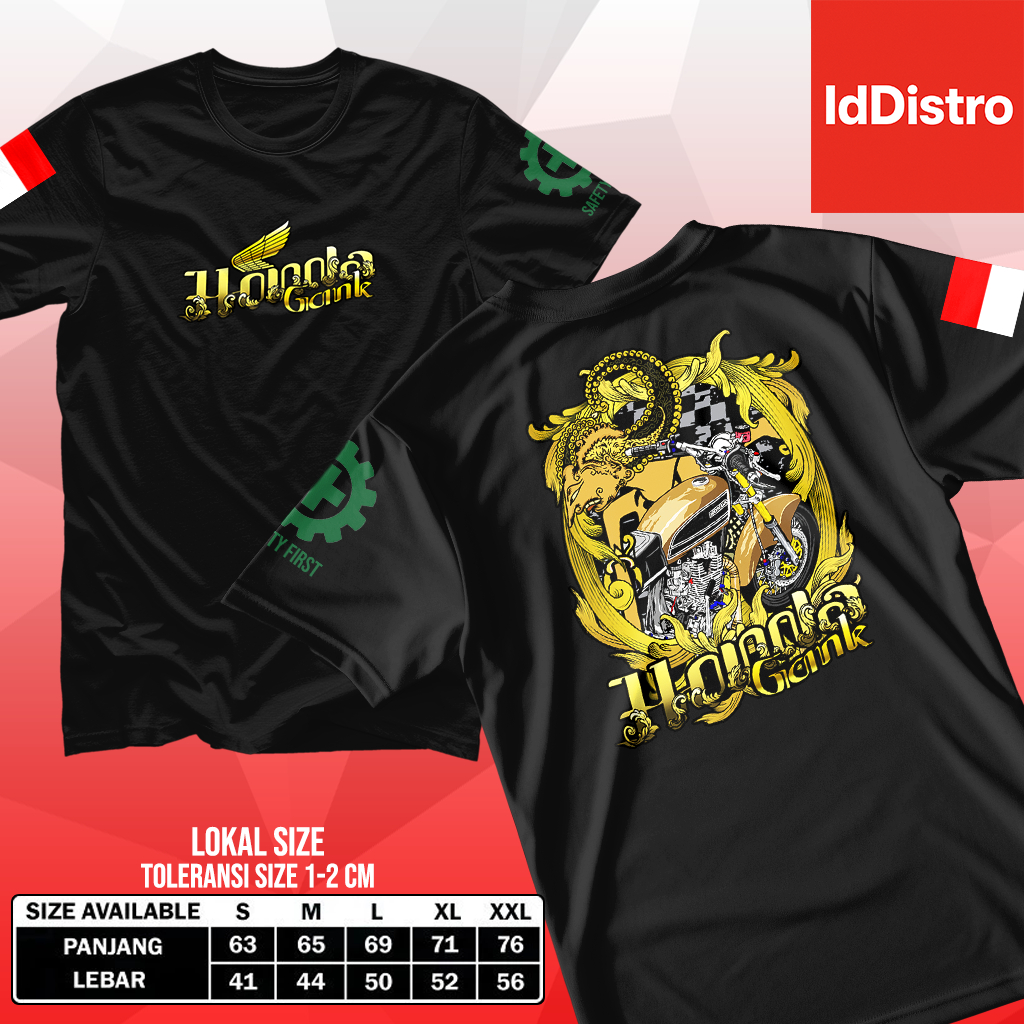 IdDistro Kaos Distro Motif Honda Wayang Gank Design Bahan Semi Cotton Printing HD Unisex