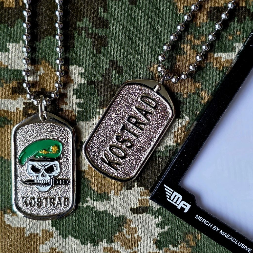 KALUNG KOSTRAD TENGKORAK DOG TAG LOGO KALUNG RANTAI PRIA WANITA KOSTRAD BARET TENGKORAK