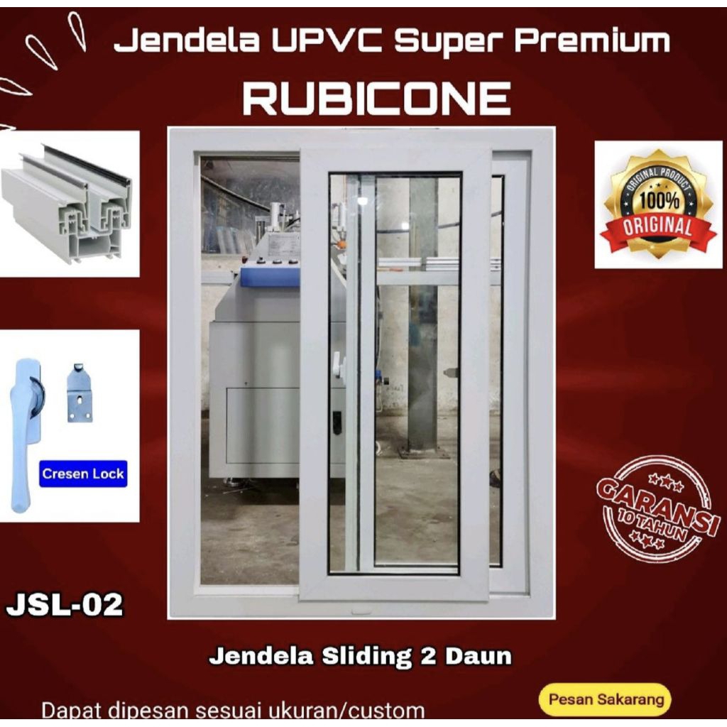 Jendela Sliding 2 Daun UPVC Rubicone Super Premium JSL02