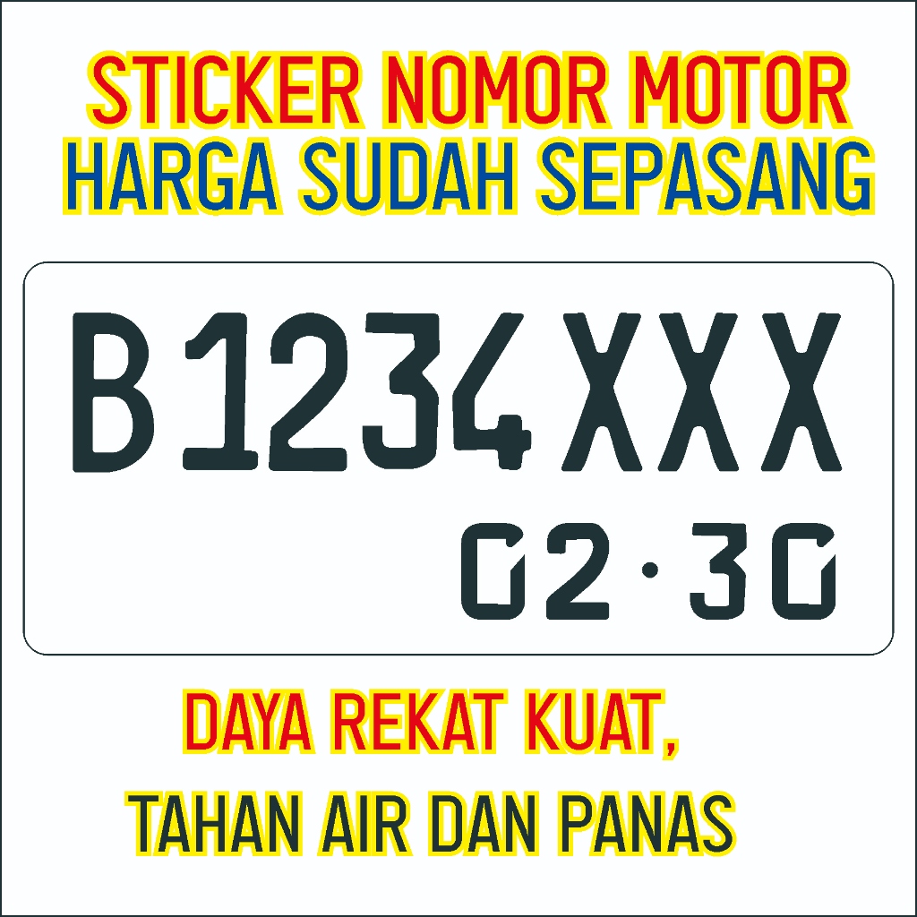 stiker skotlet plat nomor motor font baru hitam