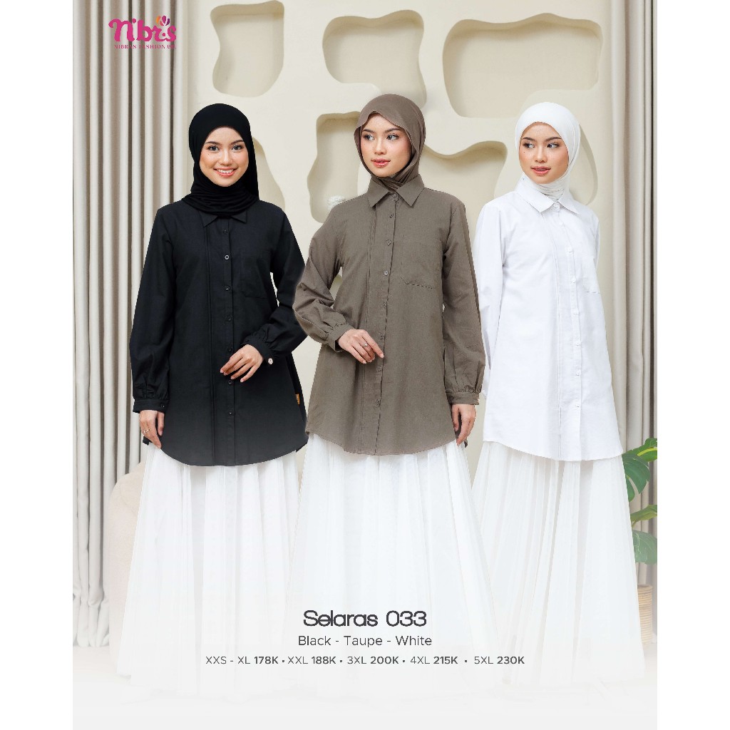 GNT - TUNIK NIBRAS SELARAS 033 TUNIK PUTIH HITAM BAJU WANITA KERJA KULIAH TERBARU ORI NBRS TERBARU