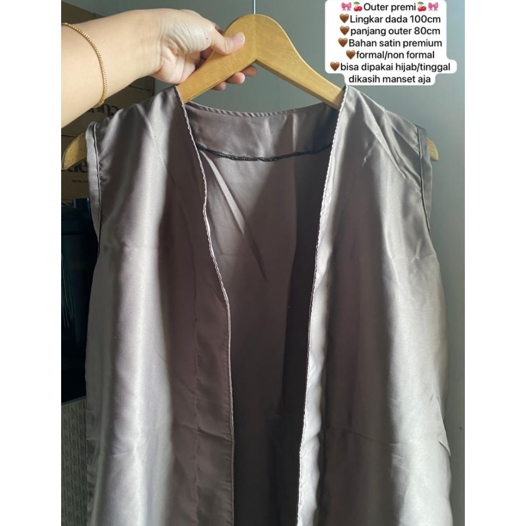 prelov blazer/outer panjang polos tanpa lengan panjang