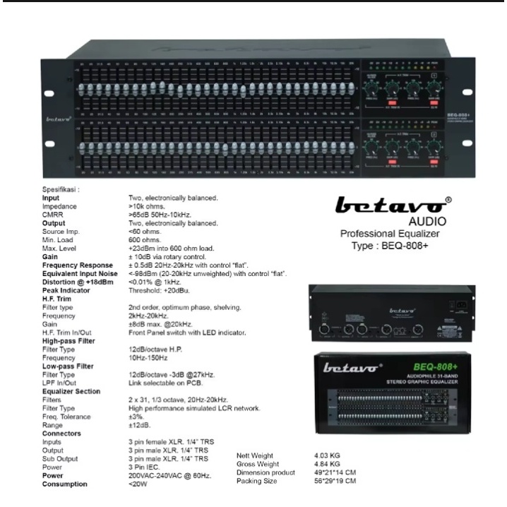 Equaliser Betavo - EQUALIZER BETAVO BEQ808+