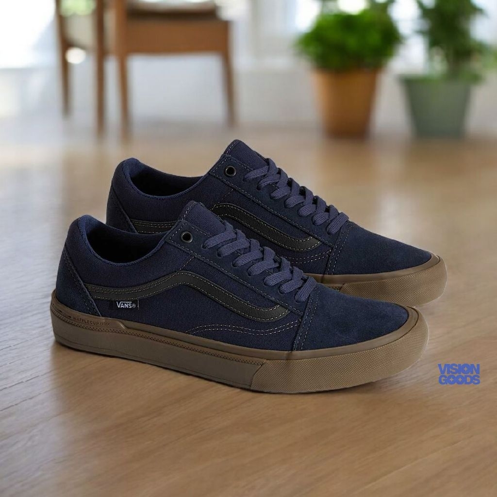 Sepatu Pria Wanita Vans BMX Old Skool Gum Parisian Night Navy