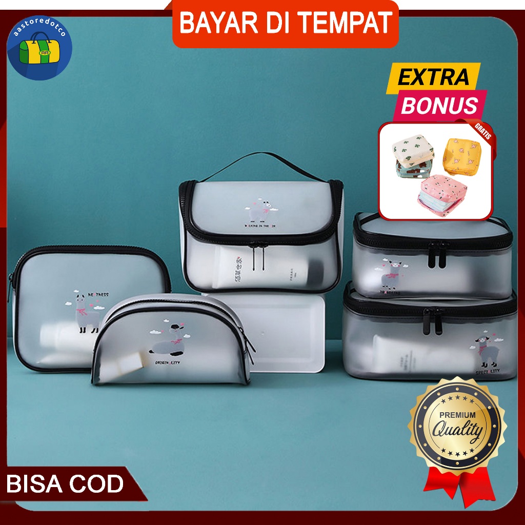 Tas Kosmetik Transparan Pvc Tas Cosmetic Tempat Kosmetik Travel Pouch Makeup Bag Organizer Multifung