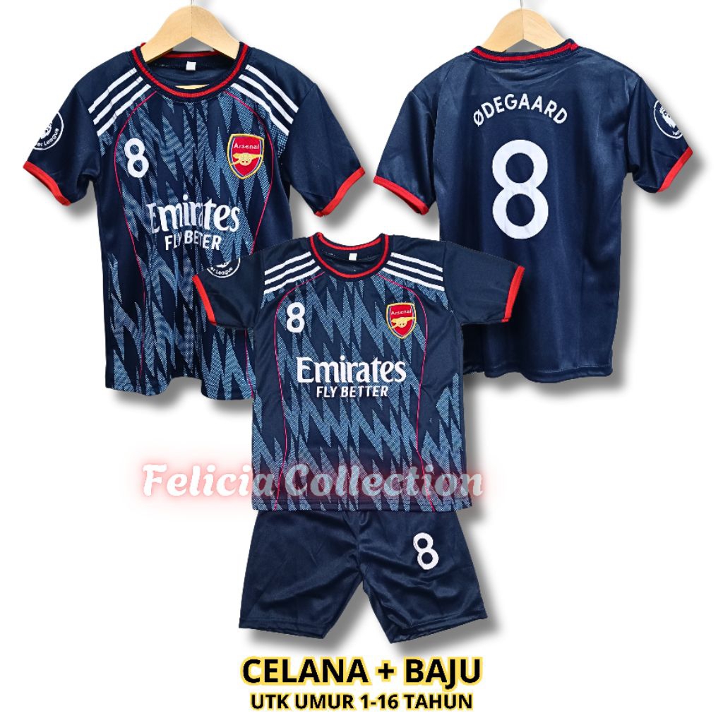 NEW - SETELAN BAJU BOLA ANAK ARSENAL JERSEY SEPAK BOLA FUTSAL POLYESTER SABLON SUPER PREMIUM