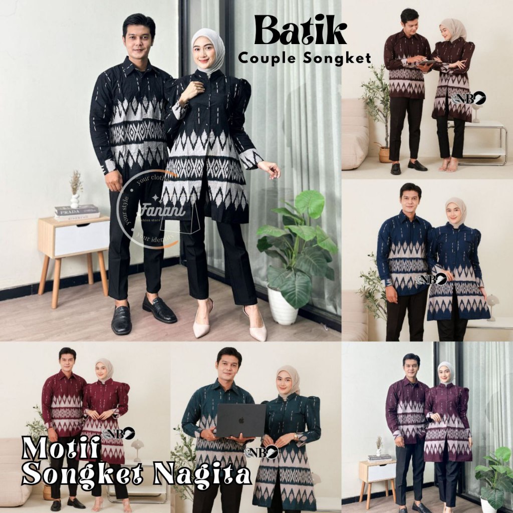 Batik Couple Modern Set Kemeja Batik Couple Blouse Batik Puff Batik Songket Murah Terbaru Terlaris