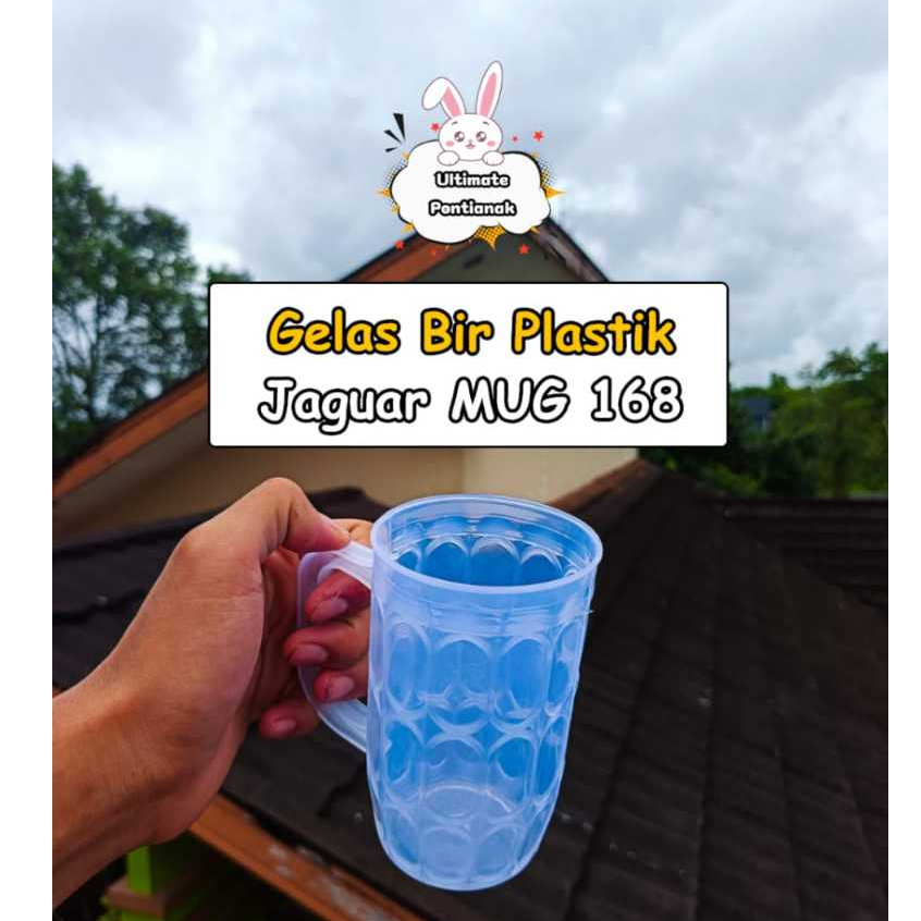 3 PCS Jaguar Gelas Bir Plastik Tebal MUG 138 | Gelas Aesthetic | Gelas Plastik Ok