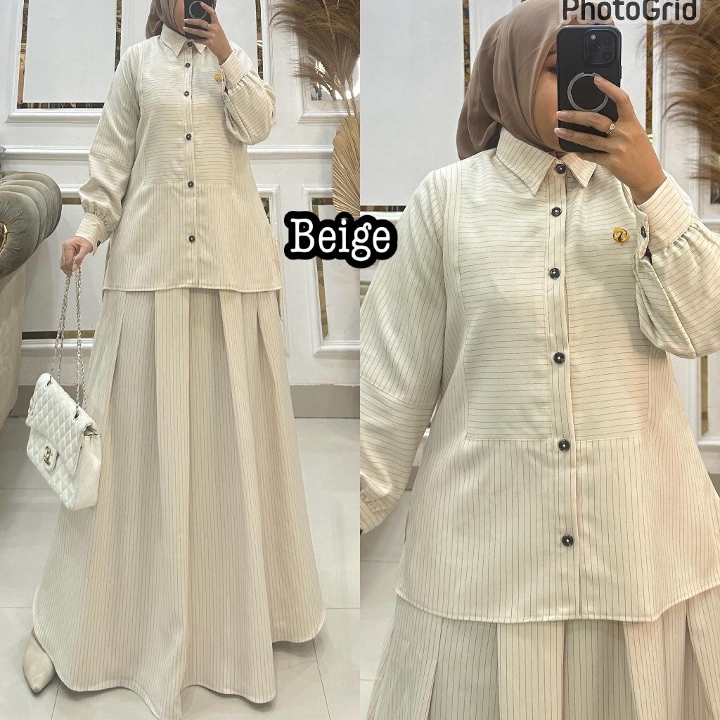 Queenasyari - VANYA One Set Rok Salur Wanita Jumbo (Tanpa Hijab) Style Daily Muslim Wanita Bahan Cot