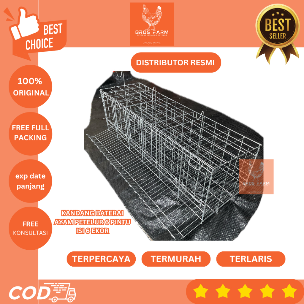 Kandang Baterai Galvanis Ayam Petelur 6 Pintu Isi 6 ekor