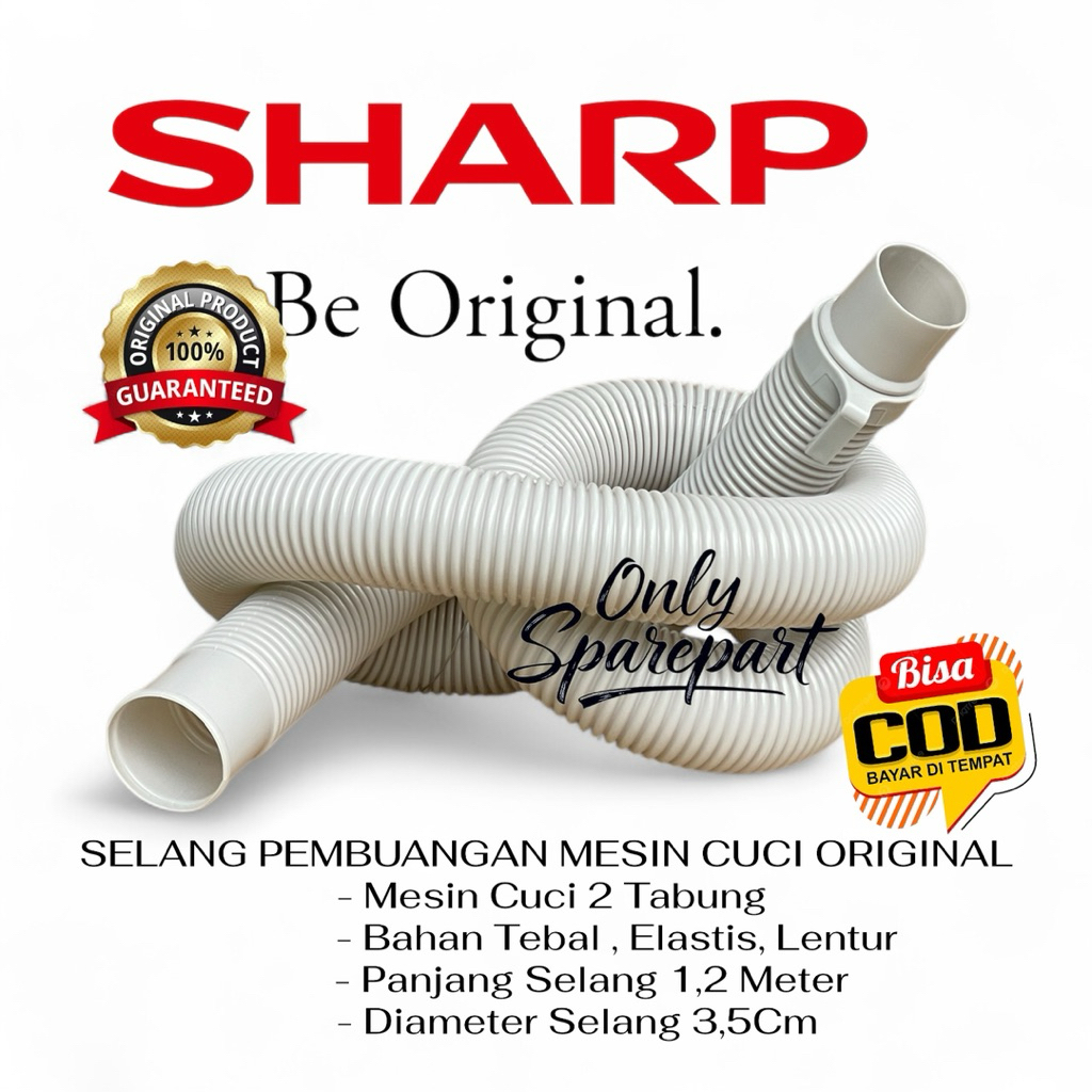 Selang Pembuangan Mesin Cuci Sharp Original - Selang Mesin Cuci Sharp 2 Tabung 1,2 Meter