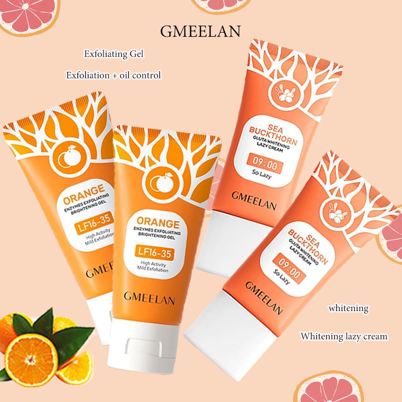 HOT/GMERLAN 4pcs Orange Exfoliating Gel 50g Gluta Whitening Lazy Cream 30g Krim Malas Krim CC
