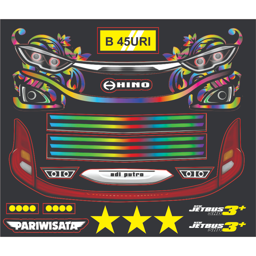 Stiker bus stiker lampu miniatur bus jb3 dan jb5 HARGA GROSIR