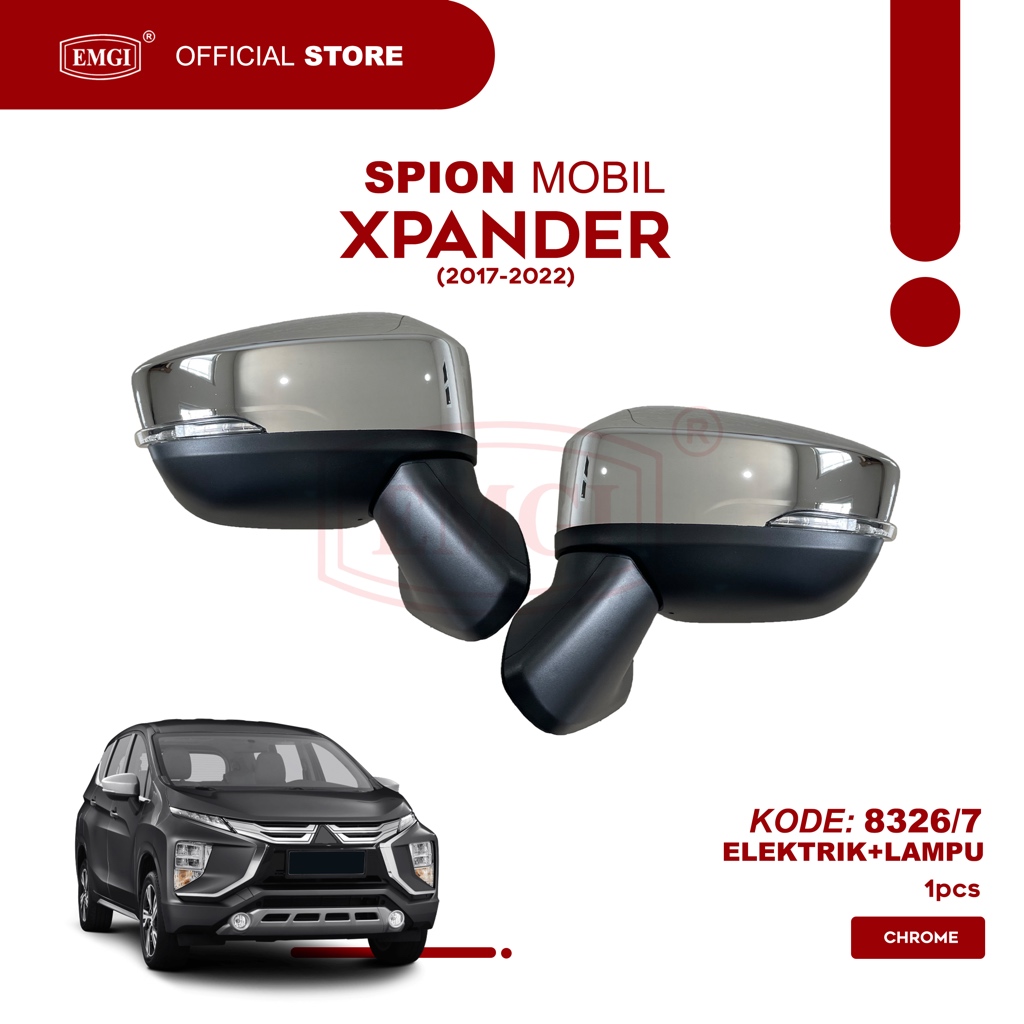 Berkualitas EMGI - Spion Mobil Xpander 2017 - Elektrik Lampu Chrome ORI