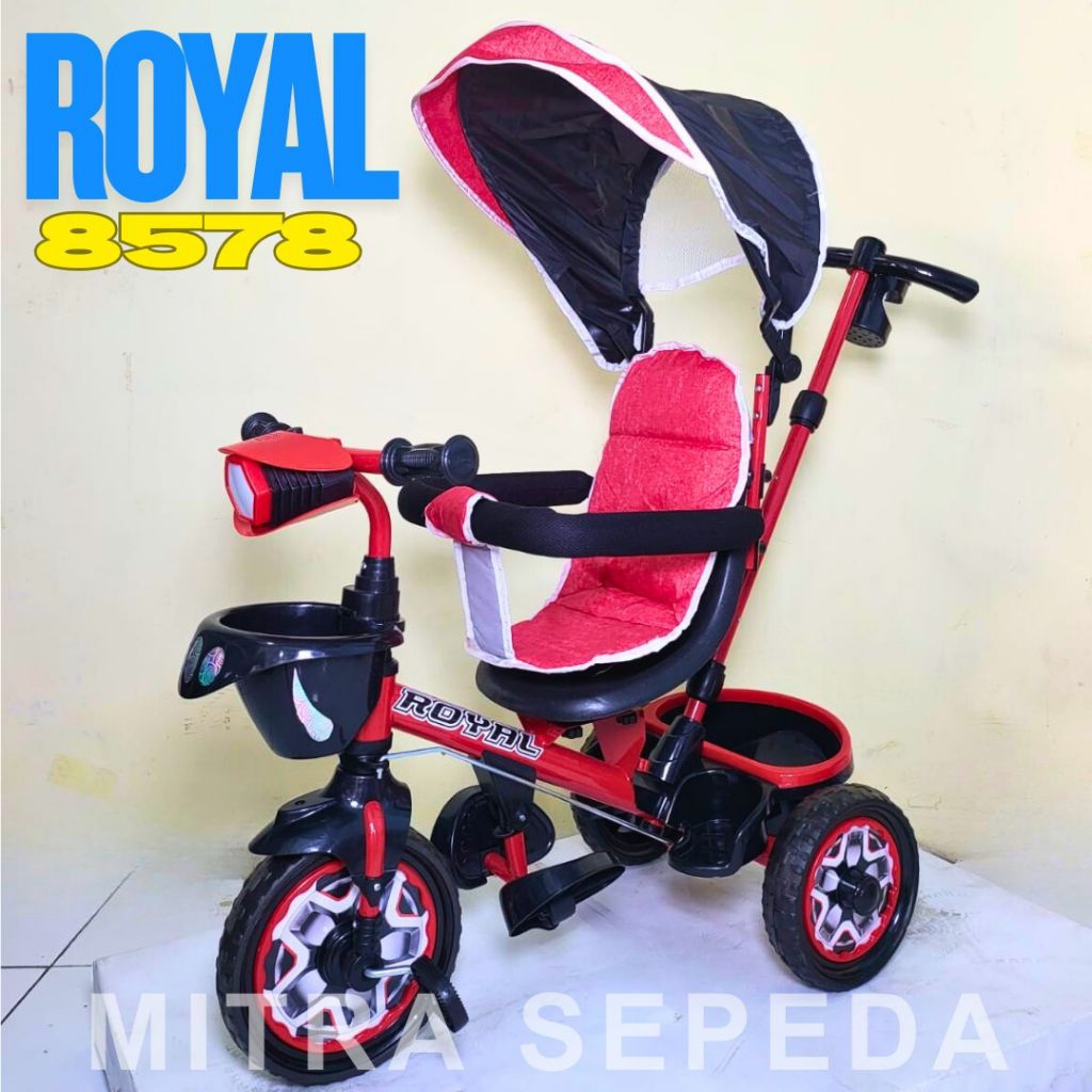 Sepeda Anak Roda 3 Royal 8578 Sepeda Stroller Dengan Lampu+Musik