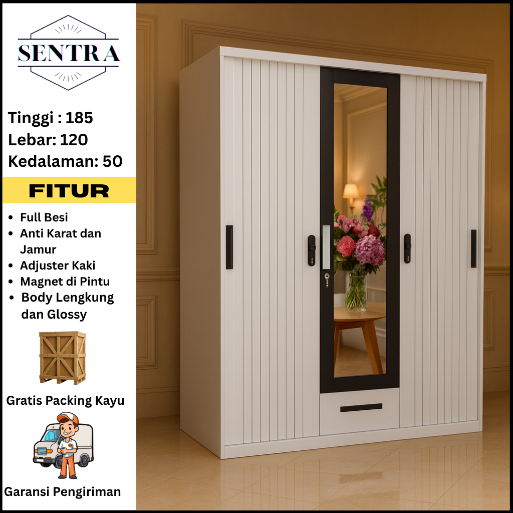 SCA. Lemari Baju Besi Sliding - Lemari Baju 3 Pintu - Lemari Baju Besi - Lemari sliding Baju Besi - 