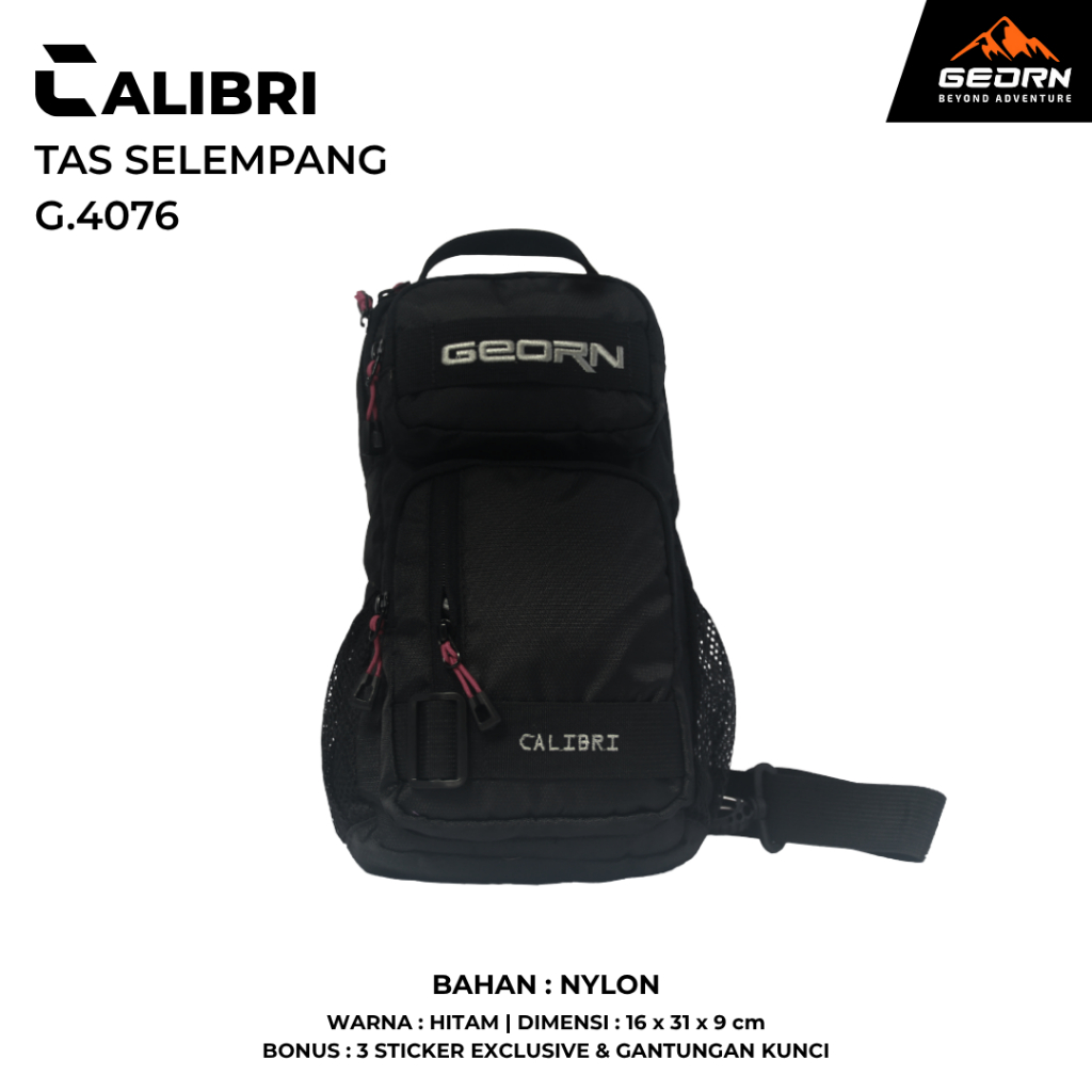 GEORN – CALIBRI – Tas Selempang Sling Bag Pria Wanita Bahan Nylon Ringan Multifungsi