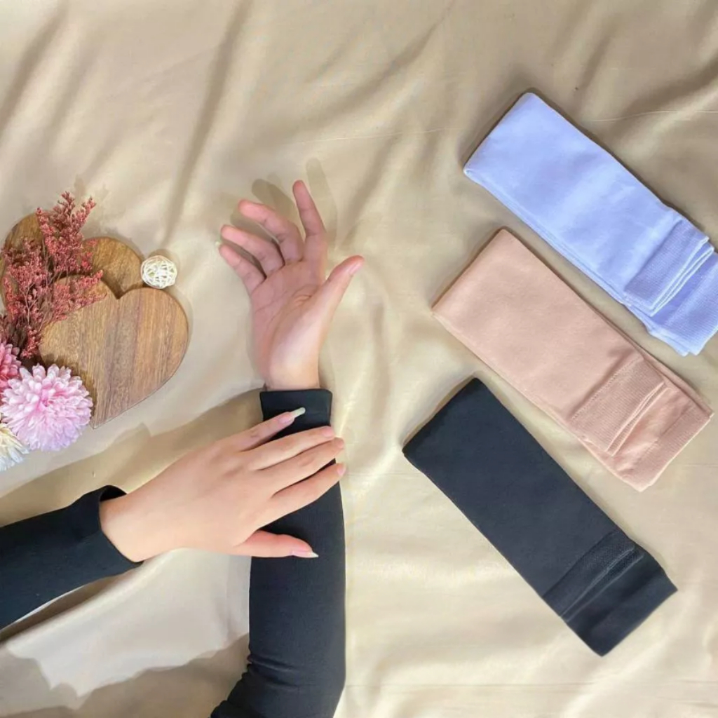 manset tangan sepasang bahan nilon tebal premium / manset selengan nilon/ handsock / Kaos tangan