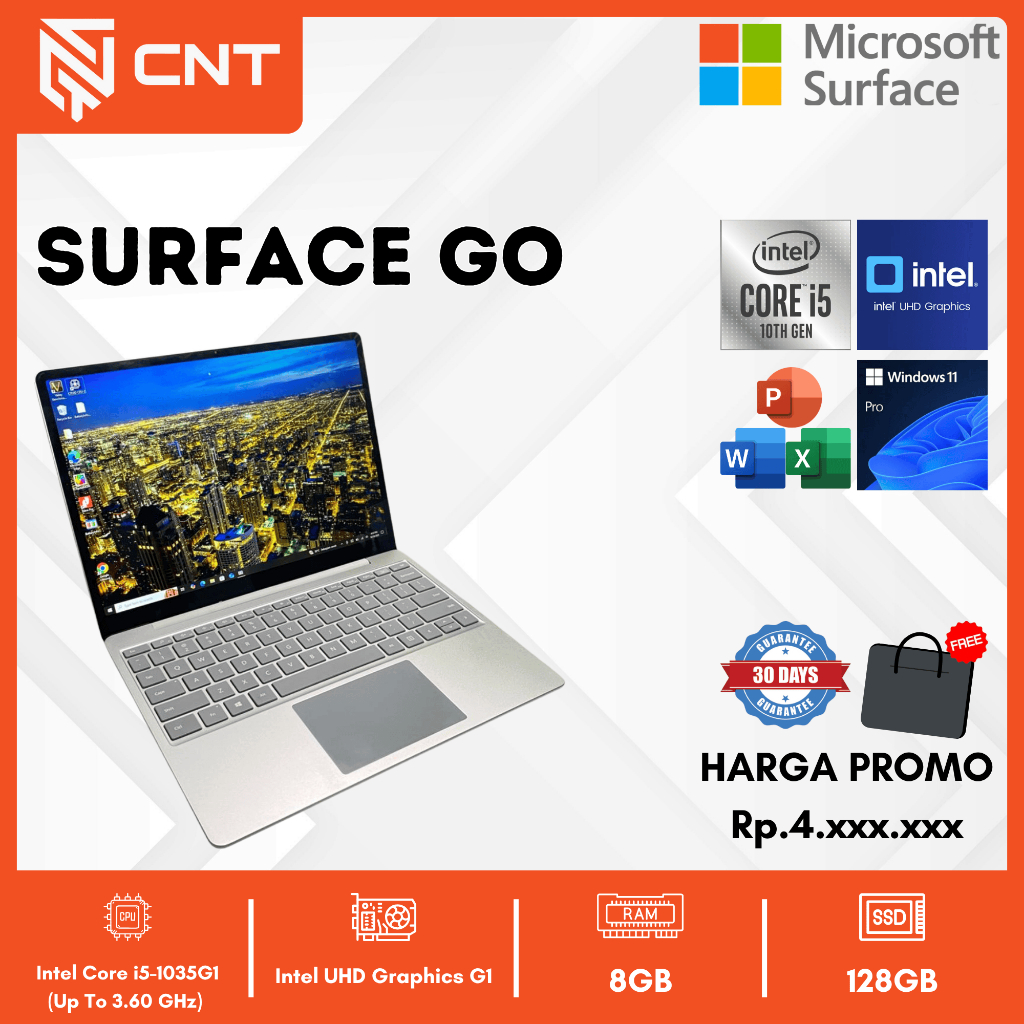 Surface Laptop Go Core i5-1035G1 (8/128GB) Touchscreen Ultrabook Bisnis