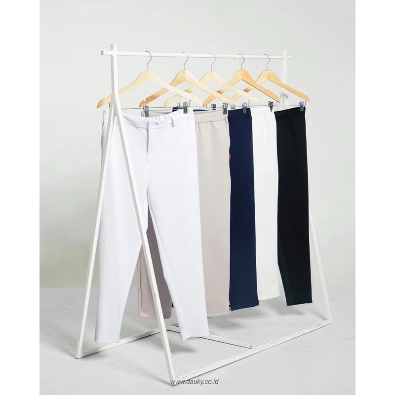 Dauky Bawahan Scuba Celana Panjang Wanita Straight Fit Scuba Kancing Best Seller