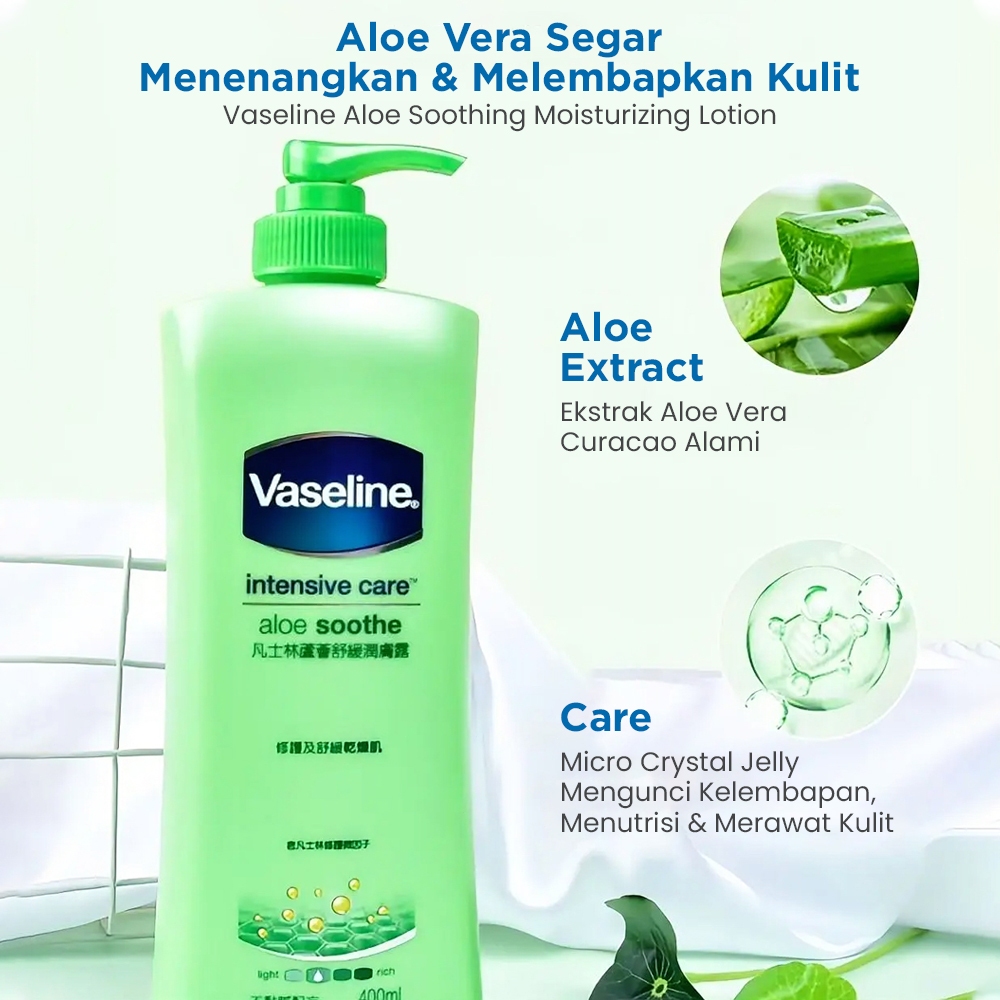 Vaseline BodyLotion 400ml | Deep Restore, Advanced Repair, Aloe Soothe, Aromatherapy | Kulit Cerah, 