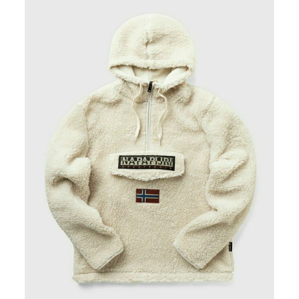 NAPAPIJRI MEN'S BURGEE HALF ZIP HOODIE WHITECAP GREY JAKET HIKING TREKKING WINTER ORIGINAL