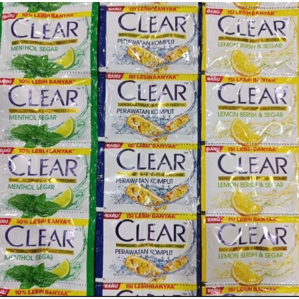 Clear Shampoo Sachet 1 Renceng isi 12 sachet ( Minimal Pembelian 2 Renceng )