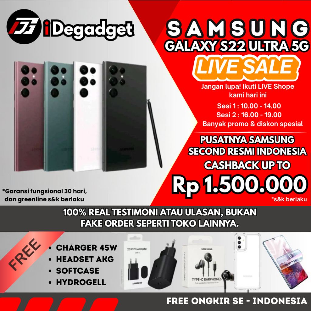 SEIN Samsung Galaxy S22 Ultra 5G 12/512GB 256GB 8/128GB | S21 Ultra 16/512GB Second Fullset Original