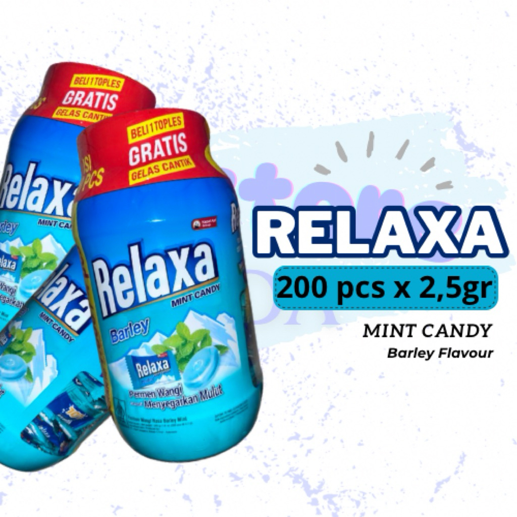 Permen Relaxa Mint Toples - Barley (Free Gelas Cantik)