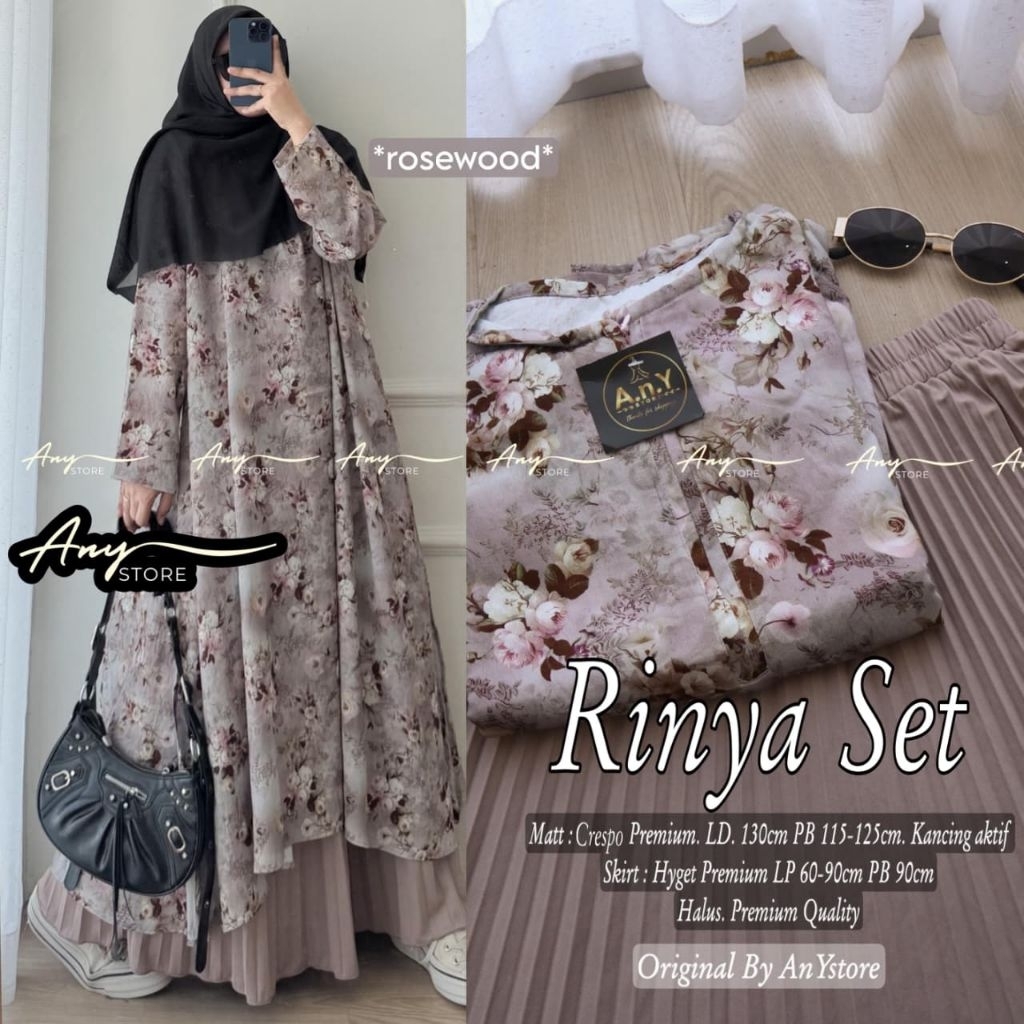 RINYA ULFA BELIA NAYA #3 SELKA SET ORI BY ANY STORE / SETELAN TUNIK MOTIF BUNGA DAN ROK PLISKET